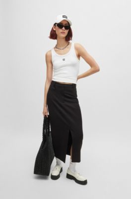 Faux-leather quilted-effect shopper bag with logo trim, Black