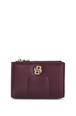 Hugo Boss Quilted Faux-leather Wallet With Double B Monogram In Dark Red
