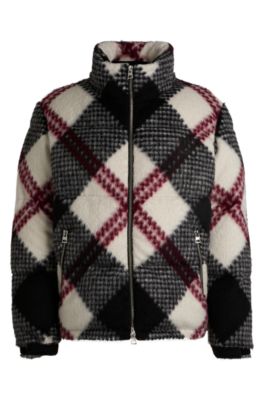 Hugo Boss Slim-fit Puffer Jacket With Check Pattern In Patterned