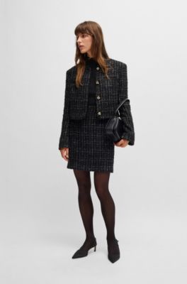 Wool sweater with structured stripes, Black