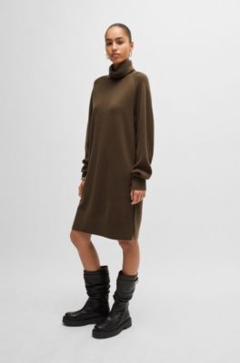 BOSS - Rollneck sweater dress in wool and cashmere - Light Green