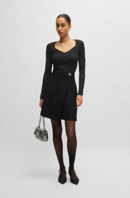 Ribbed sweater with sequin embellishments, Black
