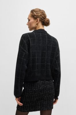 Chaquetilla en tweed brillante con botones, Negro