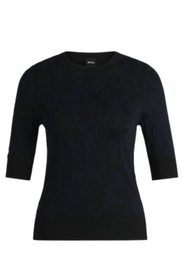 Hugo Boss Merino Wool Sweater With Jacquard Pattern In Patterned