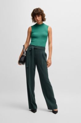 Top sin mangas en canal&eacute; con efecto brillante, Cal