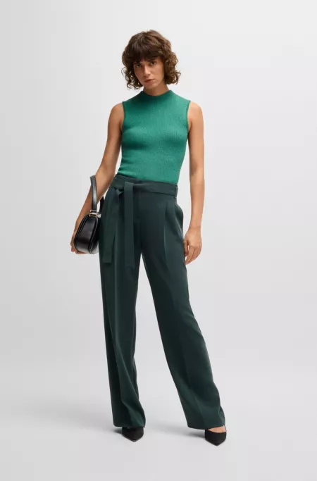 Sleeveless ribbed top with sparkle effect