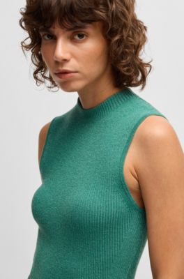 Top sin mangas en canal&eacute; con efecto brillante, Cal