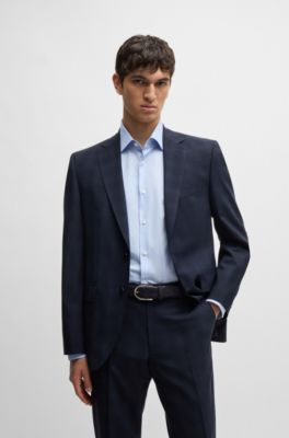 Italian-suede belt with rounded brass buckle, Dark Blue