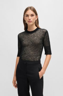 Double-layer sweater in a textured-wool blend, Patterned