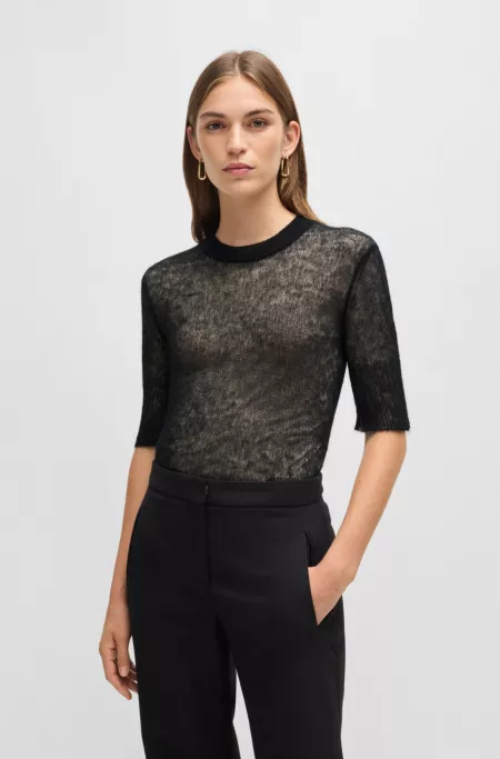 Double-layer sweater in a textured-wool blend