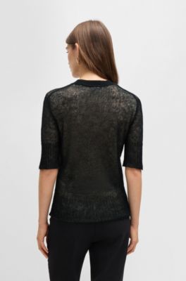 Double-layer sweater in a textured-wool blend, Patterned