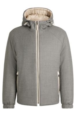 Zip-up wool jacket with down filling, White