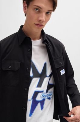 Cotton-jersey T-shirt with logo artwork, White