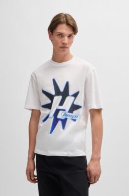 Cotton-jersey T-shirt with logo artwork, White