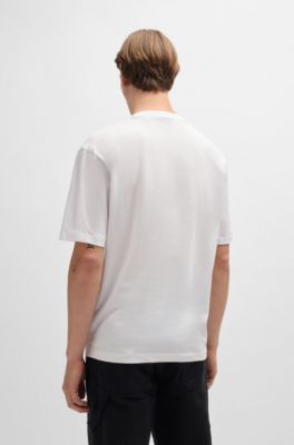 Cotton-jersey T-shirt with logo artwork, White