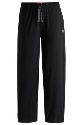 Hugo Boss Straight-leg Pajama Bottoms With Glitter Details In Black