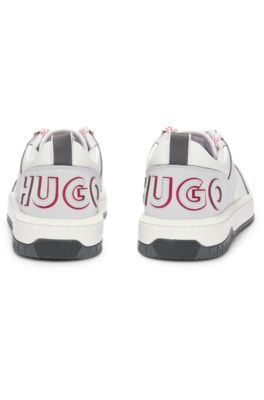 Mixed-material trainers with two sets of laces, Light Grey