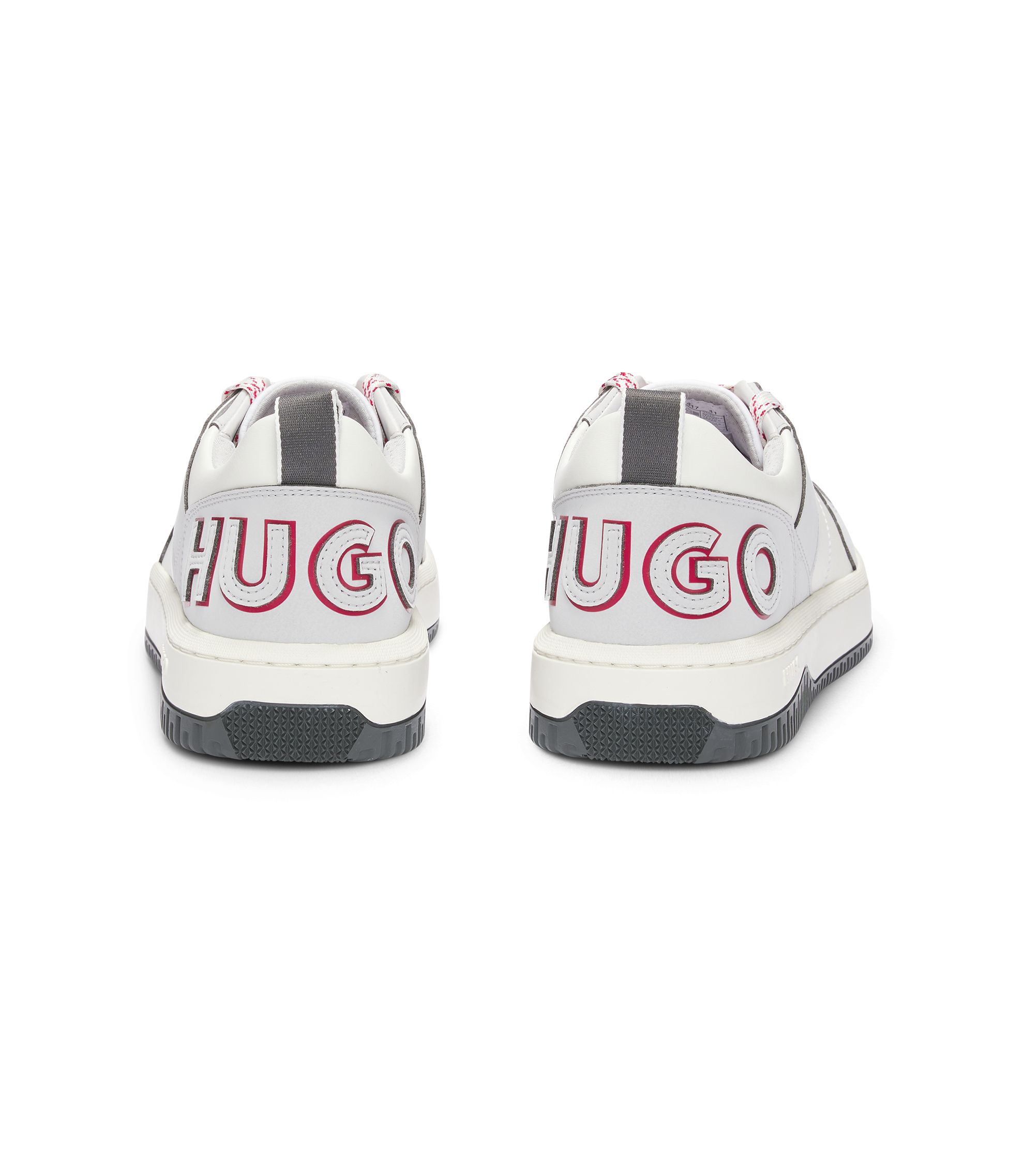 HUGO - Mixed-material trainers with two sets of laces - Light Grey