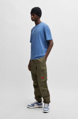 Mixed-material trainers with two sets of laces, Light Blue