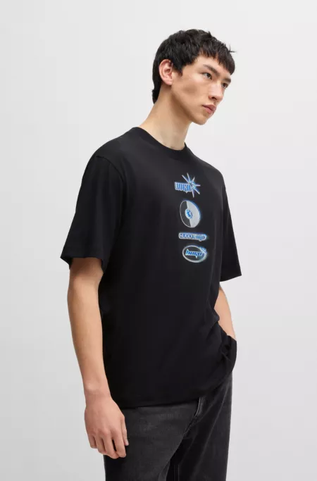 Cotton-jersey T-shirt with seasonal artwork