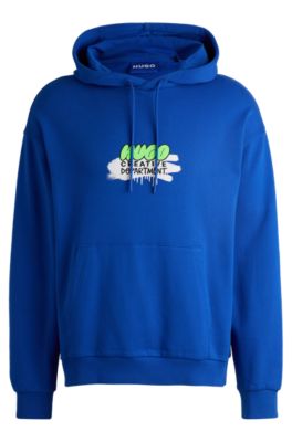 ブランデー BOSS HUGO - Cotton-terry hoodie with spray-paint graphic - Light Blue