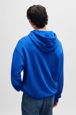 Cotton-terry hoodie with spray-paint graphic, Light Blue
