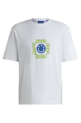 Cotton-jersey T-shirt with seasonal prints, White