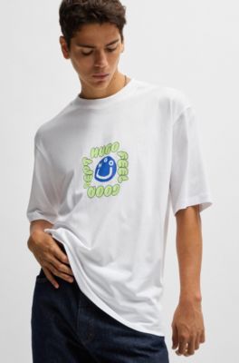 Cotton-jersey T-shirt with seasonal prints, White