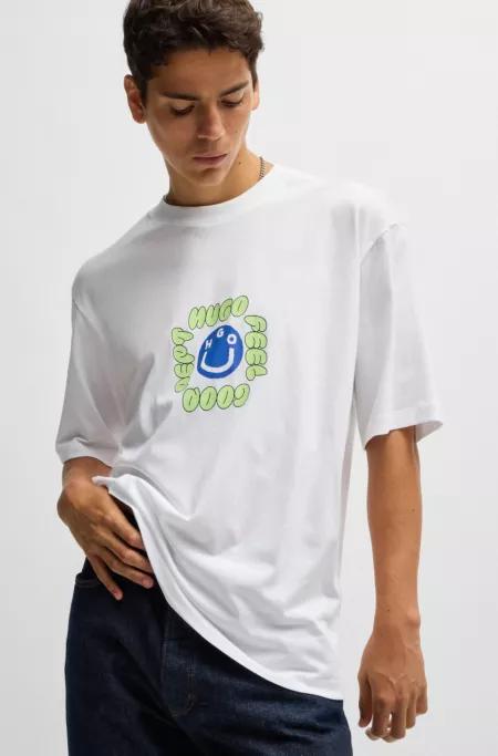 Cotton-jersey T-shirt with seasonal prints