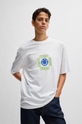 Cotton-jersey T-shirt with seasonal prints, White