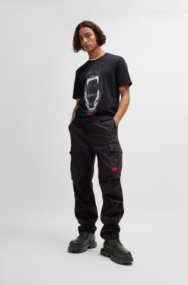 Grained leather lace-up boots with chunky sole, Black