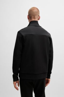 BOSS - Zip-up sweatshirt with tape inserts - Black
