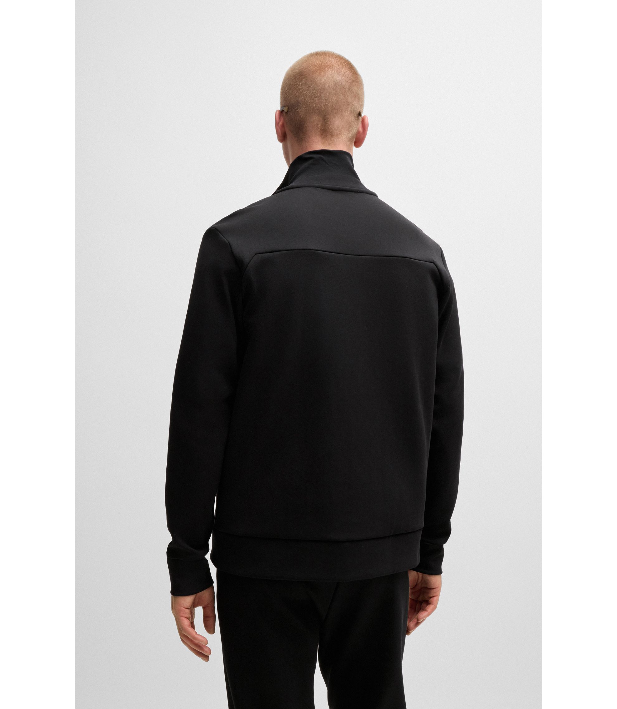 BOSS - Zip-up sweatshirt with tape inserts - Black