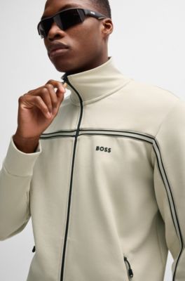 Zip-up sweatshirt with tape inserts