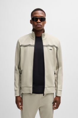 【BEIGE】トップス BOSS - Zip-up sweatshirt with tape inserts - Light Beige