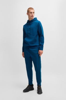 Sudadera con capucha regular fit en algod&oacute;n con detalle de logo, Celeste