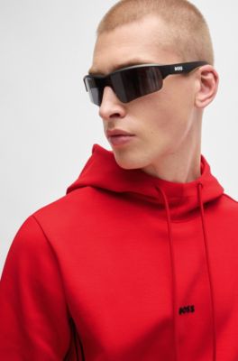 Regular-fit hoodie with logo detail, Light Red