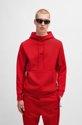Regular-fit hoodie with logo detail, Light Red