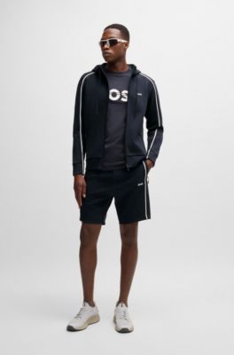 Zip-up hoodie with tape inserts, Dark Blue