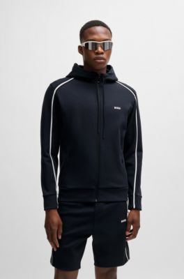 Zip-up hoodie with tape inserts, Dark Blue