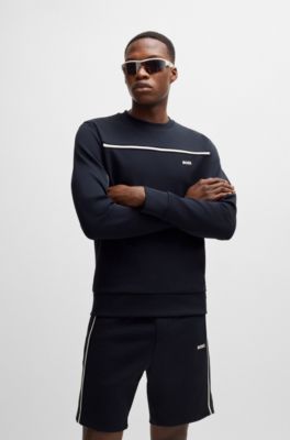 Regular-fit sweatshirt with tape inserts, Dark Blue