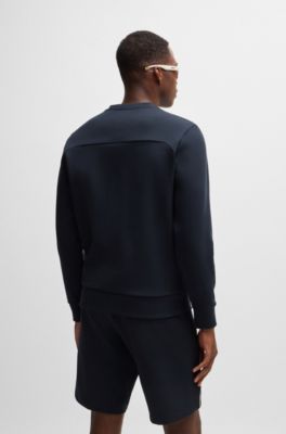 Regular-fit sweatshirt with tape inserts, Dark Blue