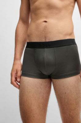 Calzoncillos de tiro medio en piqu&eacute; brillante con logo en la cintura, Gris