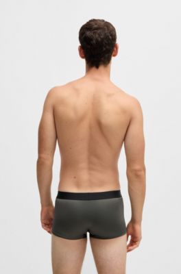 Calzoncillos de tiro medio en piqu&eacute; brillante con logo en la cintura, Gris