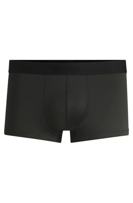 Shiny-piqué regular-rise trunks with logo waistband