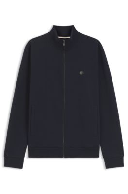 Zip-up sweatshirt with Double-B monogram badge, Dark Blue