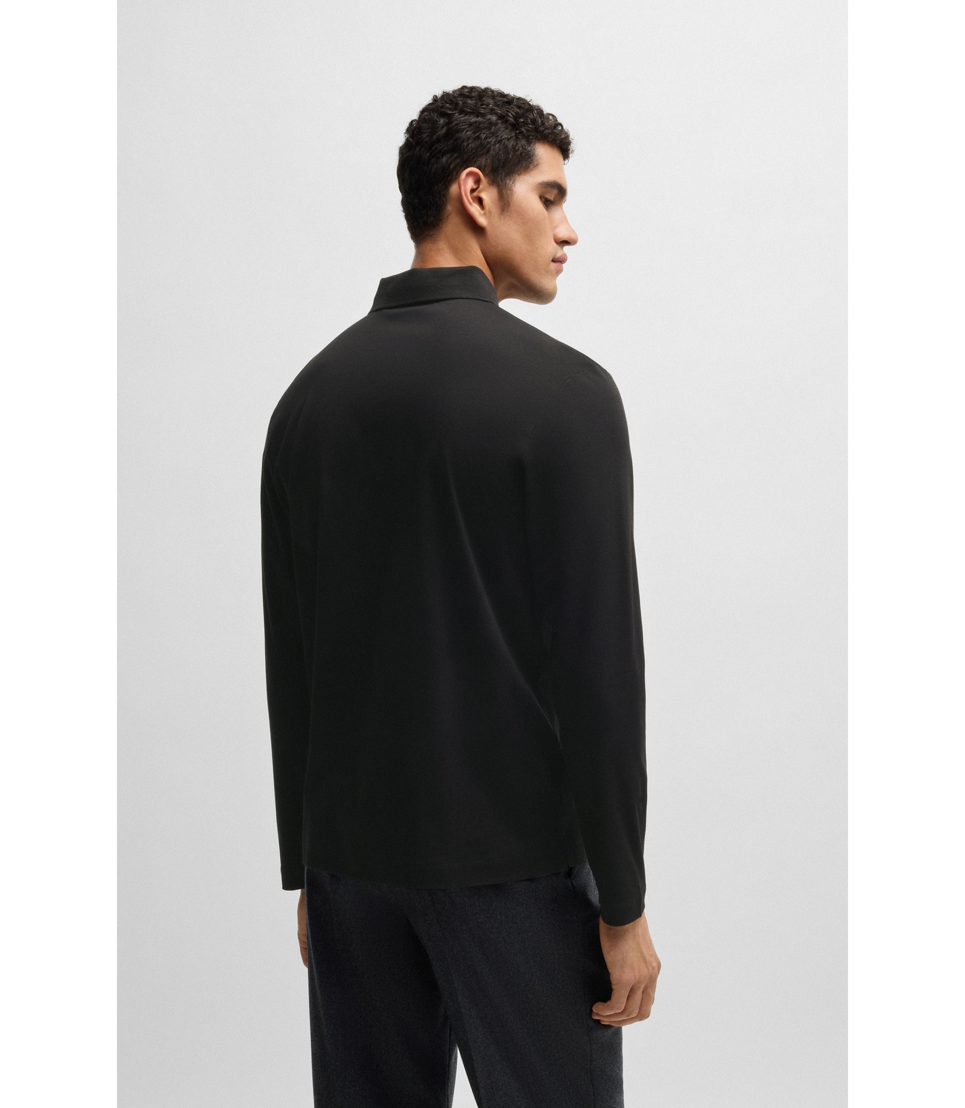 BOSS - Mercerised-cotton polo shirt with Double B monogram