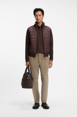 Polo en coton &agrave; manches longues avec monogramme Double B, Marron fonc&eacute;