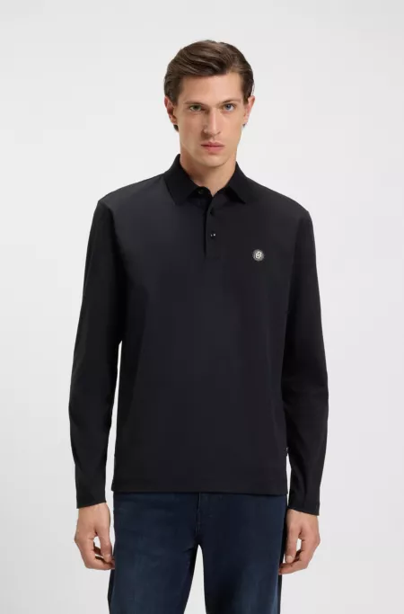 Mercerised-cotton polo shirt with Double B monogram