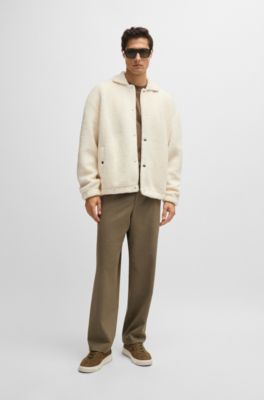 Chaqueta regular fit en tejido de peluche, Blanco